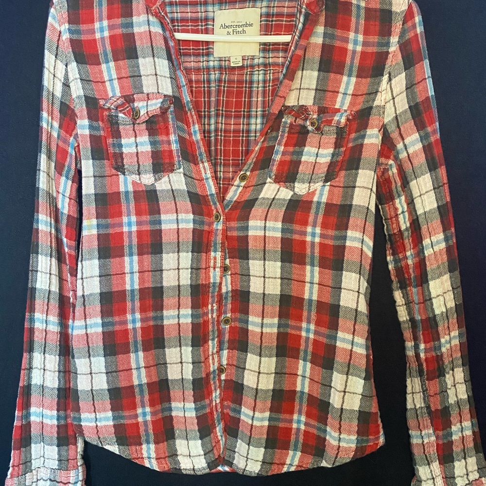 Abercrombie & Fitch Red and Blue Plaid Shirt